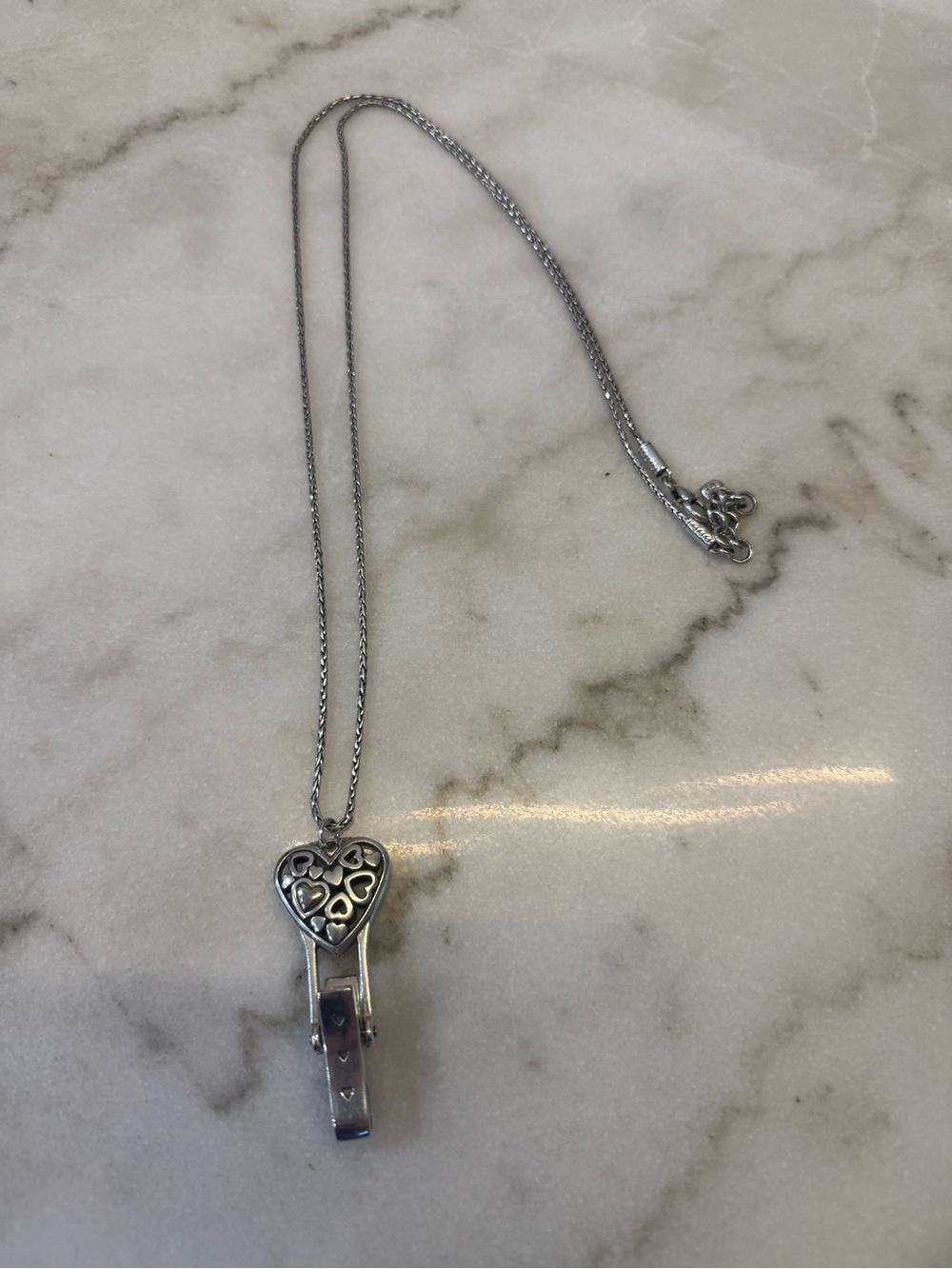 Brighton Silver Heart Clip Necklace